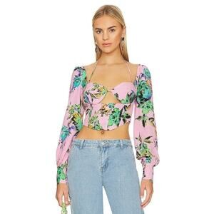 AFRM Tara Top in Candy Pink Bouquet sz small